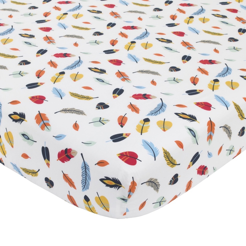 NoJo Aztec Forest 100% Cotton Feather Print Crib Sheet